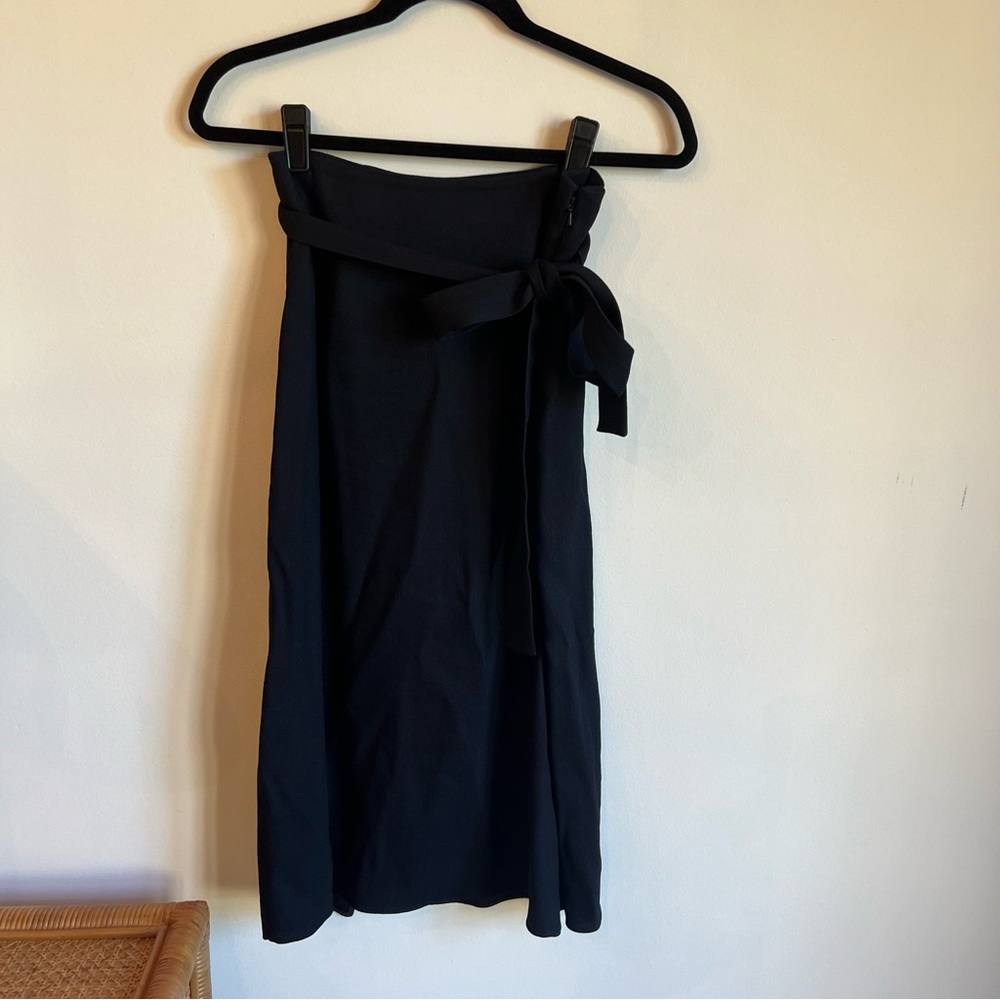 Helmut Lang Navy Blue Wrap Midi Skirt | Size 4 - Picture 3 of 7
